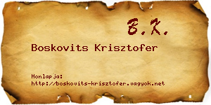 Boskovits Krisztofer névjegykártya